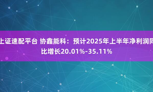 上证速配平台 协鑫能科：预计2025年上半年净利润同比增长20.01%-35.11%